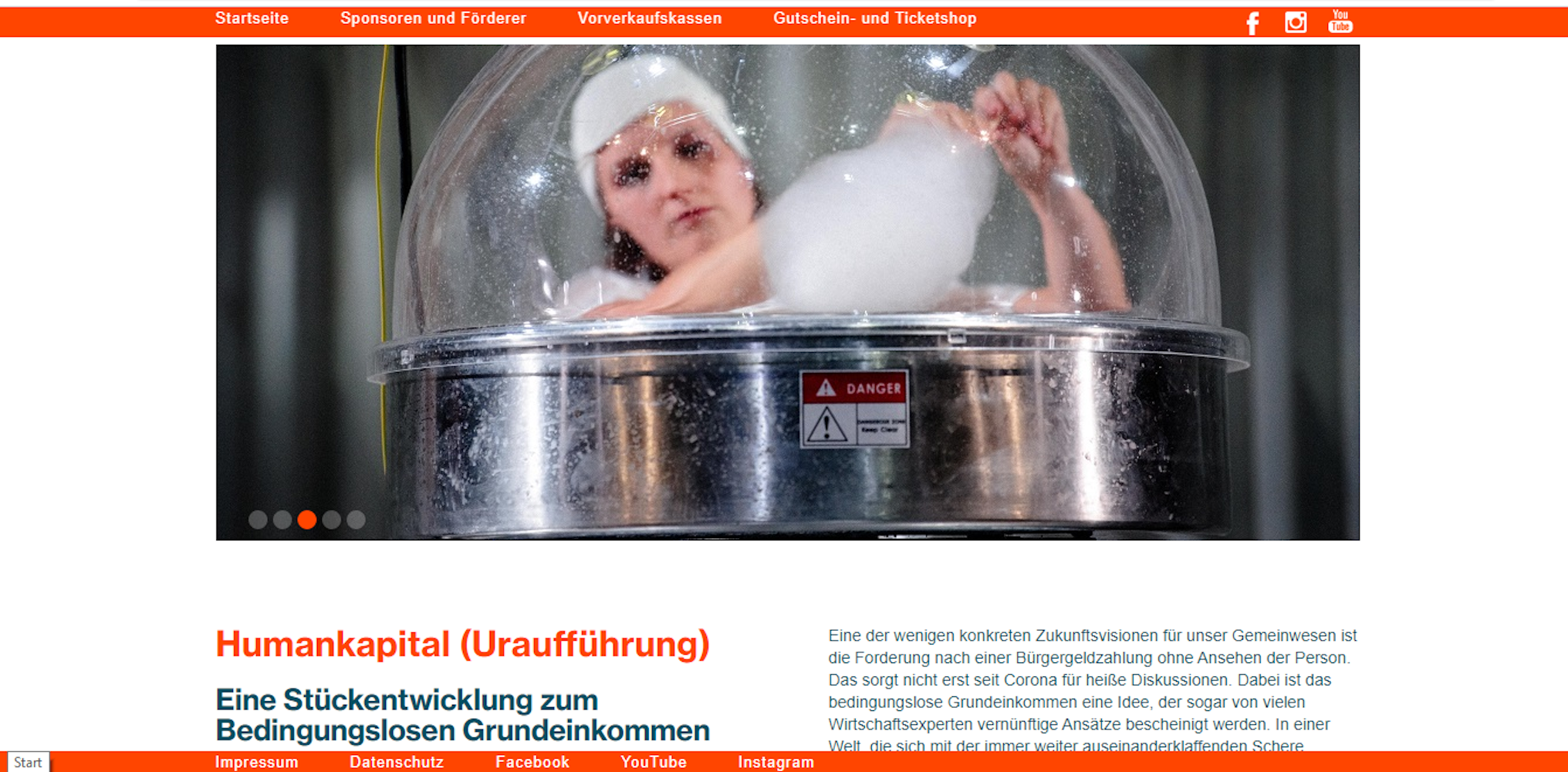 "Humankapital" auf der Homepage des Theater Vorpommern