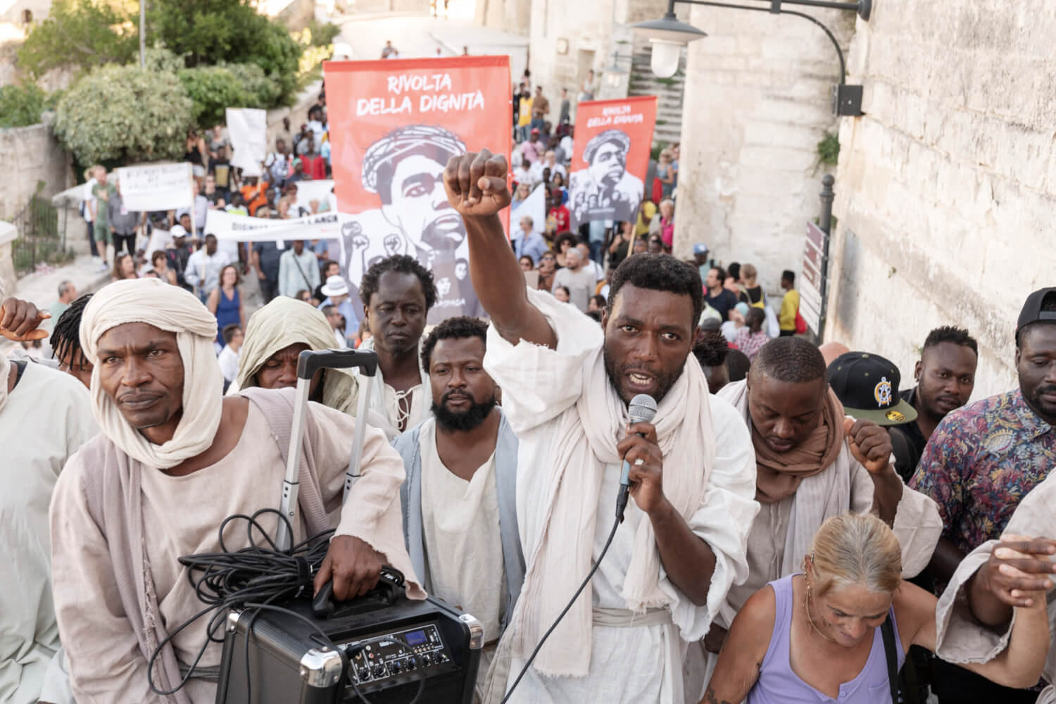 Yvan Sagnet alias Jesus auf dem Weg nach Matera/Jerusalem