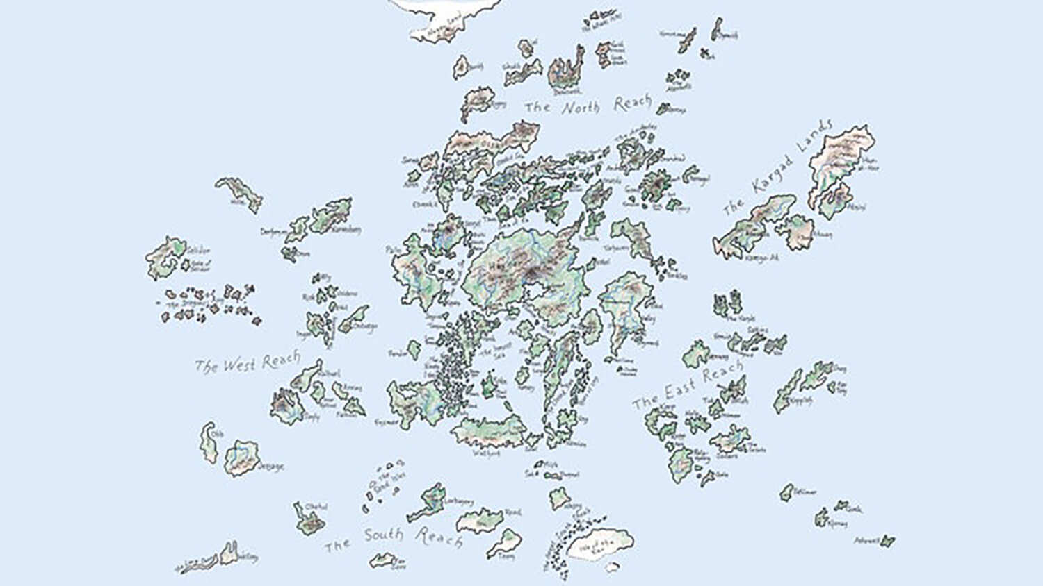 Originalzeichnung der „Erdsee“-Weltkarte von Ursula K. Le Guin