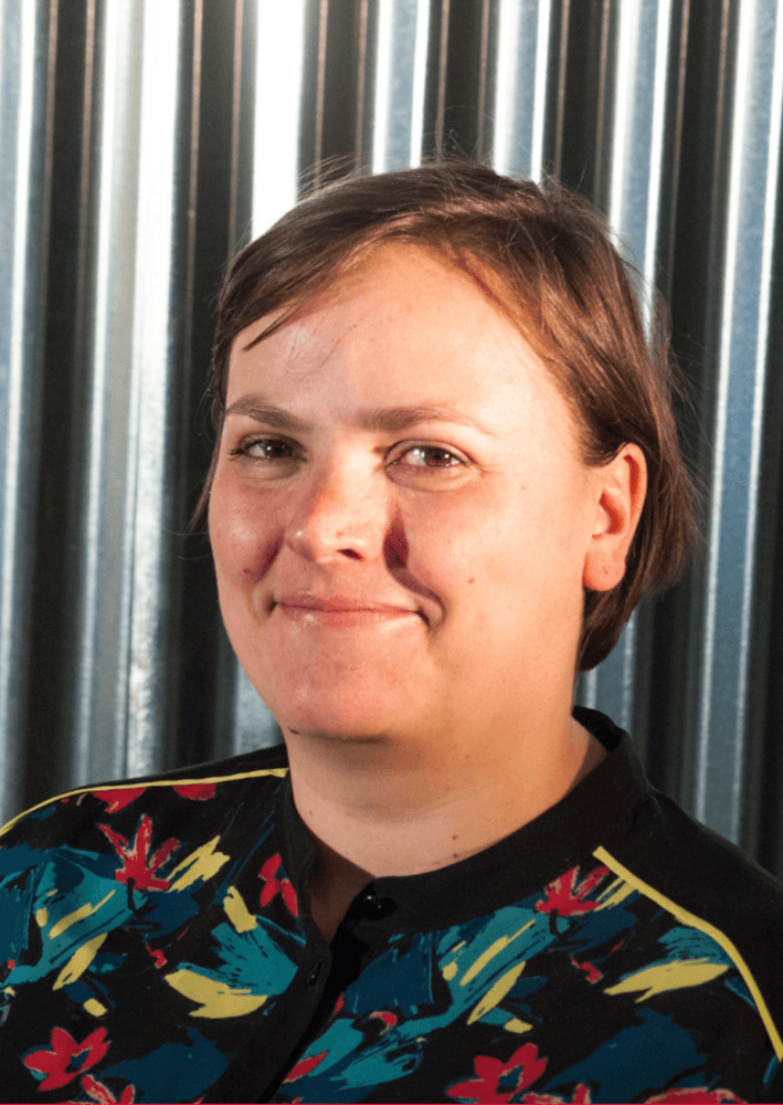 Zu sehen ist ein Porträt von Christine Haas, künstlerische Leiterin des Gostner Hoftheater in Nürnberg