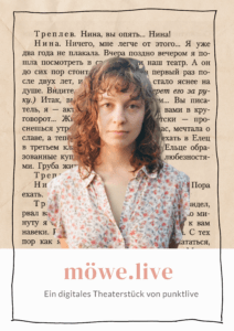 Plakat von „möwe.live“ am Staatstheater Nürnberg von Cosmea Spelleken.