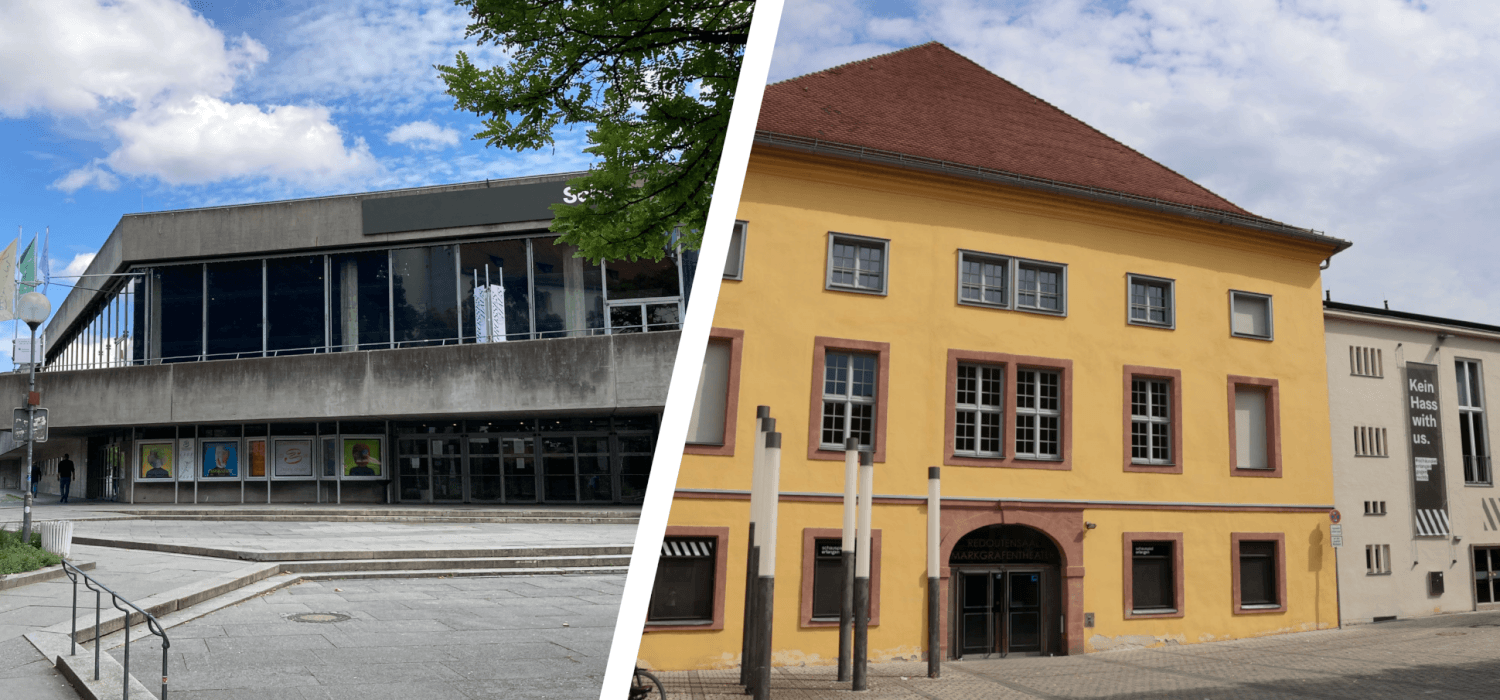 Zu sehen ist das Stadttheater Ingolstadt und das Markgrafentheater Erlangen