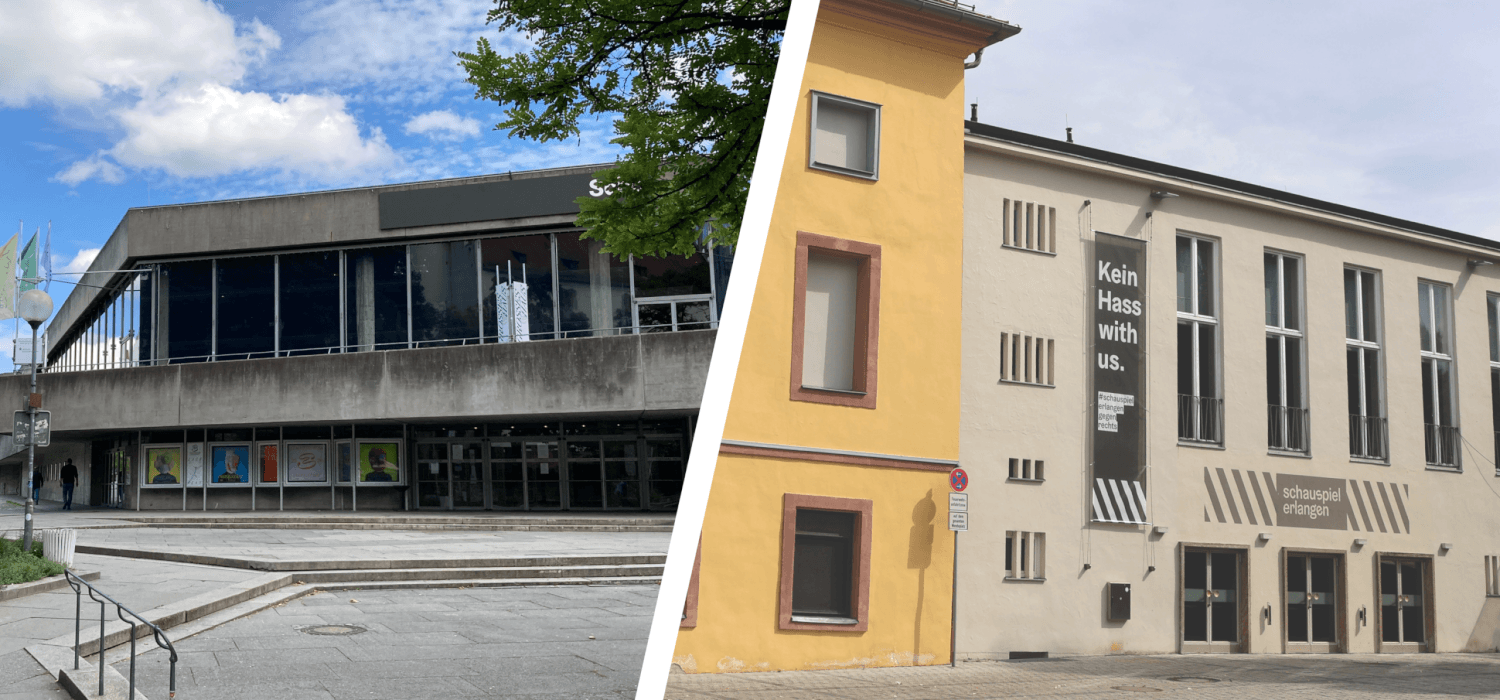 Zu sehen ist das Stadttheater Ingolstadt und das Markgrafentheater Erlangen